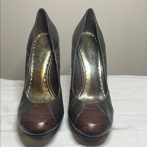 BCBGirls Dark Brown and Crocodile Pattern platform heels
